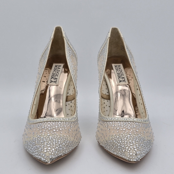 Badgley Mischka Weslee Mesh Crystal Adorned Princess Pumps, Women's Size 6 - Picture 4 of 16